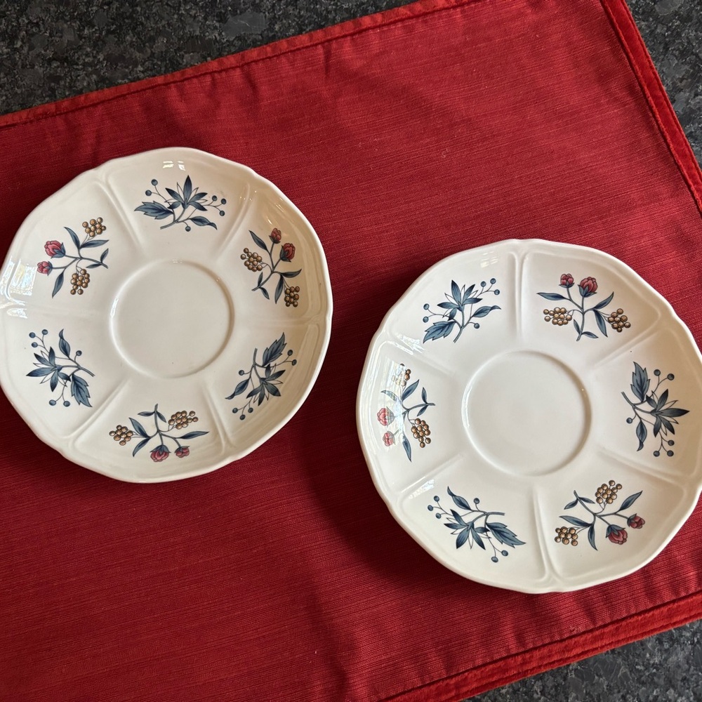 Wedgewood Williamsburg Potpourri saucers for two-handled soup bowls